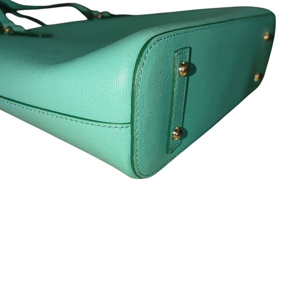 Dooney Bourke Saffiano Leather Shopper Tote Bag Satchel Turquoise Teal Wallet - Picture 13 of 15